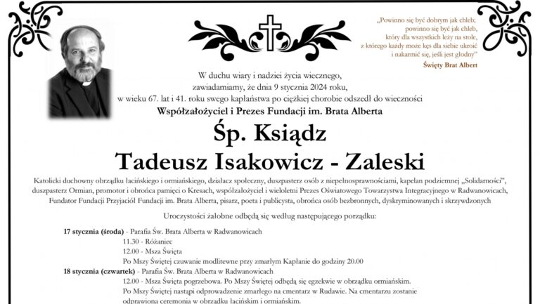W hołdzie pamięci Księdza Tadeusza Isakowicza-Zaleskiego. Szczegóły uroczystości pogrzebowych